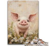 Puzzle Adulte 1000 pièces Cochon Aquarelle pour 14 Ans et Plus Jeu de défi Unique Jeux en Famille Cadeaux d'anniversaire de Noël 38x26cm