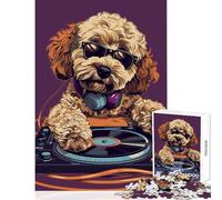 Puzzle Adulte 1000 pièces Cockapoo Play Turntable Jeu de Construction Cadeau de Père Noël Secret Casse-tête Réducteur de Stress Dimensions 38x52cm