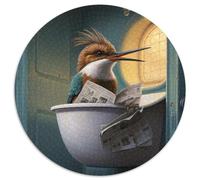 Puzzle Adulte 1000 pièces Colibri lisant Un Journal Puzzle Rond 1000 pièces Soirée Jeux en Famille, Décoration d'intérieur et Cadeau d'entraînement cérébral 67,5 x 67,5 cm