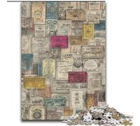 Puzzle Adulte 1000 pièces Collage de Timbres de Paris Jeu créatif pour la Famille et décoration d'intérieur, Cadeau de Noël idéal pour Les Adolescents 50x75cm