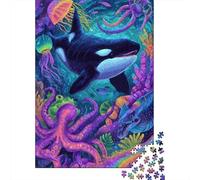 Puzzle Adulte 1000 Pièces Colorful Underwater Scene with Orca Whale Puzzle pour Adolescents Course De Vitesse Manuelle Liste De Souhaits avec Le Père Noël Jeu Stimulant Jouets 52x38cm/1000pcs