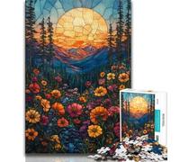 Puzzle Adulte 1000 pièces Coquelicots en vitrail, Anti-Stress, défi Difficile, Chaque pièce est Unique - Jeu Familial Stimulant et Amusant (38x26cm)