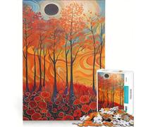 Puzzle Adulte 1000 pièces Coquelicots Rouges Soleil et Arbres Jeu à Faire soi-même Interaction Parent-Enfant Cadeau Original d'anniversaire ou de Noël 50x75cm
