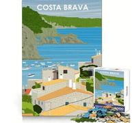 Puzzle Adulte 1000 pièces Costa Brava Espagne Art Bord sans Couture Jeu de résolution de problèmes Jouet Divertissement Scène de Noël (38x52cm)