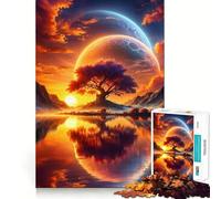 Puzzle Adulte 1000 pièces Coucher de Soleil Astral,Paysage onirique,Assemblage Parfait,œuvre d'art,Jeu Intelligent,Cadeau de Jeu Lent,Cadeau Artistique de Noël (50x75cm)