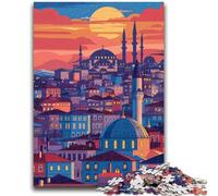 Puzzle Adulte 1000 pièces, Coucher de Soleil sur la Ligne d'horizon d'Ankara, pour stimuler Le Cerveau, Jouets addictifs pour cultiver la Patience, Jeu de défi Unique 1000 pièces (26x38cm)