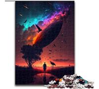 Puzzle Adulte 1000 pièces, Coucher de Soleil surréaliste et rêveur, en Bois, Jeu Familial interactif, décoration d'intérieur à Faire soi-même, Casse-tête Stimulant, 1000 pièces(50x75cm)