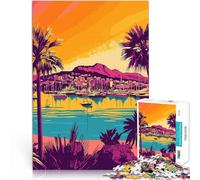 Puzzle Adulte 1000 pièces Coucher de Soleil Violet à Cannes, France, Art Minimaliste Jeux de détente Une œuvre d'art 38x26cm