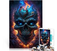 Puzzle Adulte 1000 pièces Crâne de feu Difficile Puzzle Dur 26x38cm Décoration intérieure Unique et Cadeaux Convient aux Adolescents de 14 Ans et Plus