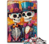 Puzzle Adulte 1000 pièces Crâne Mexicain, 1000 pièces, Jeux d'activités familiales stimulants, Jouet à Faire soi-même pour décoration Murale (50x75cm)