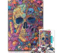 Puzzle Adulte 1000 pièces Crâne psychédélique 1000 pièces pour Adultes, Design Dynamique et Unique Expérience de Puzzle relaxante et stimulante (Taille 75x50cm)