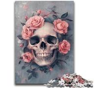 Puzzle Adulte 1000 pièces Crâne Rose pour et à partir de 14 Ans Jouets de Jeu Car C'est Un pour Toute la Famille 26x38cm