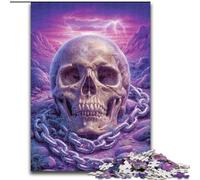 Puzzle Adulte 1000 pièces Crâne Violet Jeux d'activités familiales stimulants Jouet à Faire soi-même pour décoration Murale Cadeaux 26x38cm