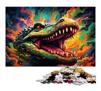 Puzzle Adulte 1000 pièces Crocodile féroce coloré Le Puzzle avec Affiche Assortie et fiche de Questions 1000 pièces (38 x 26 cm)