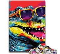 Puzzle Adulte 1000 pièces Crocodiles du Nil colorés, Puzzle Adolescent, Anti-Stress, Vacances à la Maison, Jouets de décoration pour la Maison (26x38cm)