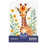 Puzzle Adulte 1000 Pièces Cute Giraffe Watercolor Puzzle pour Adolescents Course De Vitesse Manuelle Liste De Souhaits avec Le Père Noël Jeu Stimulant Jouets 70x50cm/1000pcs