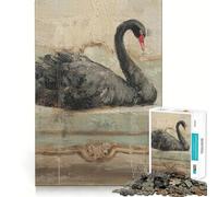 Puzzle Adulte 1000 pièces Cygne Noir sur canapé Ancien Décoration soignée,Jeu de réflexion,Divertissement Occasionnel,décoration de Noël (50x75cm)