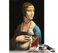 Puzzle adulte 1000 pièces 'Dames avec l'hermine' cadeau de Noël Puzzle en carton pour adultes drôles 1000 pièces (38x26 cm)