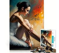 Puzzle Adulte 1000 pièces Danseuse de Ballet en Tutu Triste avec éclaboussures de Peinture Découpe de qualité supérieure Jeu de Concentration Amusant Temps Libre Cadeau de Loisirs de Noël (38x26cm)