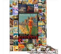Puzzle Adulte 1000 Pièces d'Art Mural de Voyage Vintage en Bois - Jeu Jouets pour Adultes et Familles - Cadeau Casse-tête (50x75 cm)