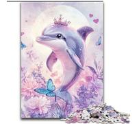 Puzzle Adulte 1000 pièces Dauphin Rose, Jeu Stimulant et Familial avec des pièces de Formes aléatoires entièrement emboîtables (Taille 50x75cm)