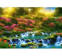 Puzzle Adulte 1000 Pieces De Belles Fleurs Fleurissent dans La Cascade 38x26cm