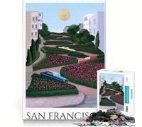 Puzzle Adulte 1000 pièces,décor idéal des collines de San Francisco,Casse-tête décoratif,Cadeau pour se détendre et s'amuser Pendant Un Anniversaire (38x52cm)