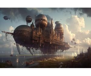 Puzzle Adulte 1000 Pieces des Dirigeables Steampunk Flottants Patrouillant dans La Perspective De l'empire 75 * 50Cm