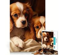Puzzle Adulte 1000 pièces Deux Cavaliers King Charles Spaniels Jeu de précision Jouet cérébral Intelligent pour Passer Le Temps Libre Cadeau d'anniversaire pour l'esprit (38x26cm)
