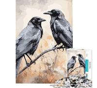 Puzzle Adulte 1000 pièces Deux Corbeaux Noirs Jeux relaxants et éducatifs Jouet défi Cadeau d'anniversaire découpe de précision (Taille 75x50cm)