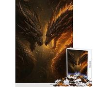 Puzzle Adulte 1000 pièces Deux Dragons Face à Face Jeu éducatif Convient aux Couples Jouet Anti-Stress Entraîne Votre Cerveau et Vos Mains (38x52cm)