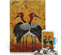 Puzzle Adulte 1000 pièces Deux grues sur Fond doré Jouets de Jeu pour Cadeau Familial Renforcer l'amour Entre Les Couples 75x50cm
