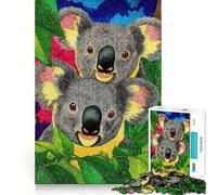 Puzzle adulte 1000 pièces Deux koalas dans un feuillage coloré Jeu de précision, jouet cérébral intelligent, divertissement pour passer le temps, cadeau d'anniversaire pour stimuler l'esprit (38x26cm)