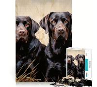Puzzle Adulte 1000 pièces Deux Labradors Découpe Premium Jeu de Logique Amusant Facile à Jouer Décoration Murale de Noël (38x26cm)