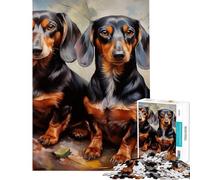 Puzzle Adulte 1000 pièces Deux teckels Défi éducatif Course de Vitesse Manuelle Jeu Impossible pour Les 14 Ans et Plus (50x75cm)