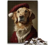 Puzzle Adulte 1000 pièces Difficile à réaliser, Golden Retriever de Noël, Jeu éducatif Amusant et Humoristique pour Anniversaire 26x38cm