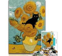Puzzle Adulte 1000 pièces Difficile Night Sky Tournesols, Anti-Stress Staycation Kill Time avec Affiche Assortie et fiche de Questions 38x26cm