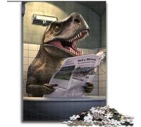Puzzle Adulte 1000 pièces Dinosaure lisant Un Journal Puzzle 1000 pièces pour Les Anniversaires, Noël, Halloween, Thanksgiving, Pâques (Taille 26x38cm)