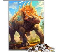 Puzzle Adulte 1000 pièces Dinosaure Tricératops en Bois, Jeu d'activités familiales pour Adolescents, décoration d'intérieur DIY, Casse-tête, Cadeau 1000 pièces(50x75cm)