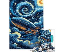 Puzzle Adulte 1000 pièces Dirigeable dans Un Ciel étoilé Jeu de Construction pour Adultes Décoration Murale Idée Cadeau pour Toute la Famille (Dimensions 75x50cm)