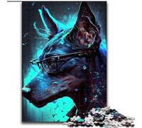 Puzzle Adulte 1000 pièces Doberman Pinscher en Bois, activité Amusante à la Maison 50x75cm, activité de Jeu familiale captivante