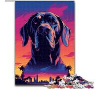 Puzzle Adulte 1000 pièces Dogue Allemand Coucher de Soleil Puzzle Mignon en Carton, Cadeau Parfait pour Les Parents, Les Amoureux, Les Amis - 14 Ans et Plus 1000 pièces(26x38cm)