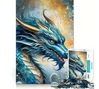Puzzle Adulte 1000 pièces Dragon Bleu dans Les Nuages,Jeu aux Bords Nets,Jouet de Construction et de Concentration,Divertissement Relaxant,Cadeau de Noël (50x75cm)