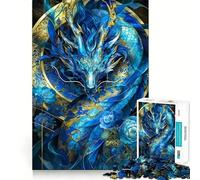 Puzzle Adulte 1000 pièces Dragon Bleu et Fleurs Décoration soignée,Jeu de réflexion,Divertissement Occasionnel,décoration de Noël (38x26cm)