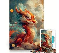 Puzzle Adulte 1000 pièces Dragon Chinois Cartoon,Jeu de précision,Jouet cérébral Intelligent,Divertissement pour Passer Le Temps,Cadeau d'anniversaire pour stimuler l'esprit (38x52cm)