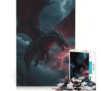Puzzle Adulte 1000 pièces Dragon dans Un Ciel orageux, Jeu Pratique, idéal pour Passer Le Temps à la Maison, avec Poster et fiche de Questions Assortis 38x52cm