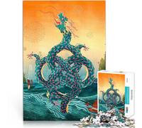 Puzzle Adulte 1000 pièces Dragon des Quatre Mers Séjour Anti-Stress pour Tuer Le Temps Liste de souhaits avec Le Père Noël 38x26cm