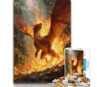 Puzzle Adulte 1000 pièces Dragon Flamme pour Adolescent, pour Un Moment de détente à la Maison avec des pièces de Formes aléatoires entièrement emboîtables (Taille 38x26cm)
