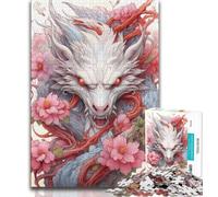 Puzzle Adulte 1000 pièces Dragon Japonais Cerise 1000 pièces, Jeux d'activités familiales stimulants, Jouet à Faire soi-même pour décoration Murale de la Maison (Taille 75x50cm)