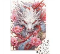 Puzzle adulte 1000 pièces Dragon japonais Cerise Puzzle en papier pour adultes Jeux de puzzle durables Cadeaux d'Halloween 1000 pièces (38x26 cm)